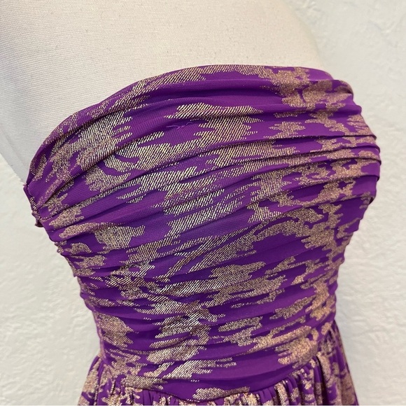 Y2k 90s Vintage Mini Dress Purple Gold Metallic Tiered Jodi Kristopher 5 - Picture 5 of 13